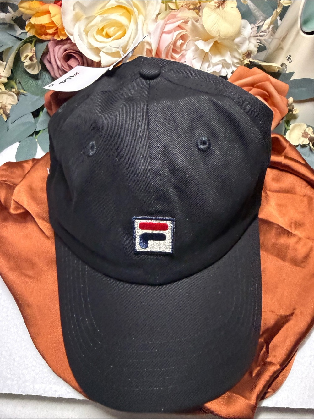 Fila Black Baseball Cap with Red & Blue Logo